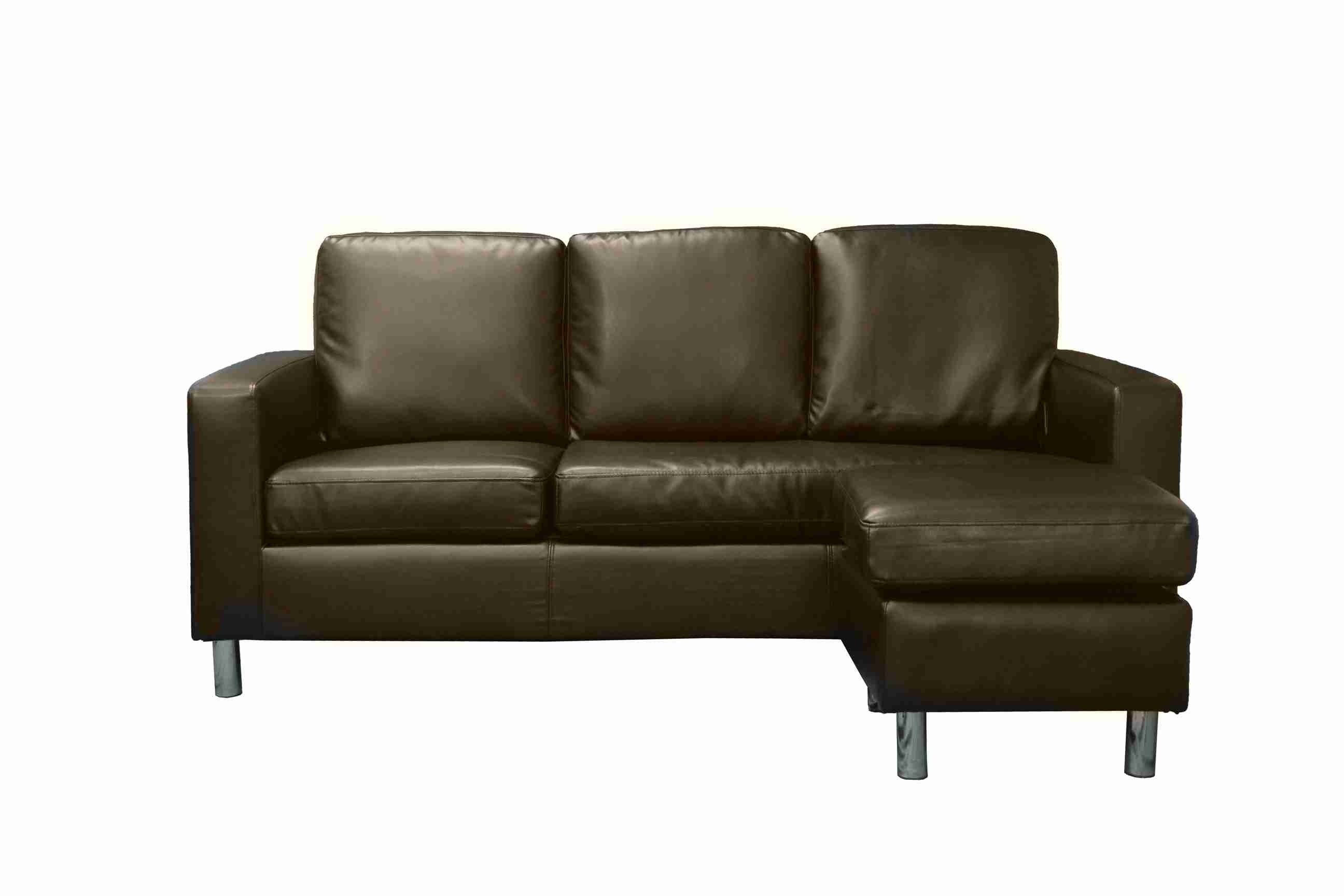 Modern PVC Leather 3 Seater Sectional Sofa Small Space Configurable Sofa-Brown -UH-1008-BR