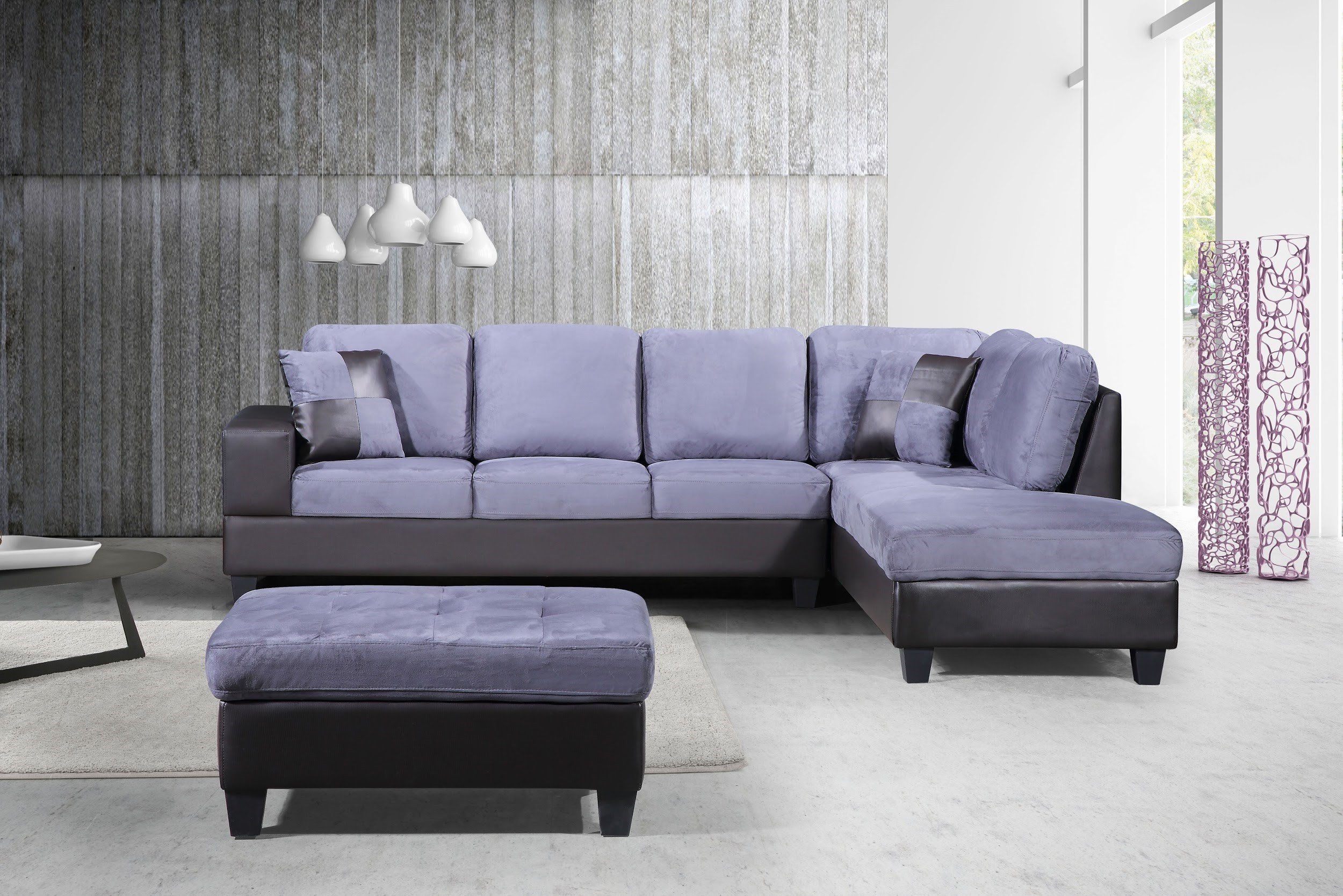 leather and microfiber sofa set