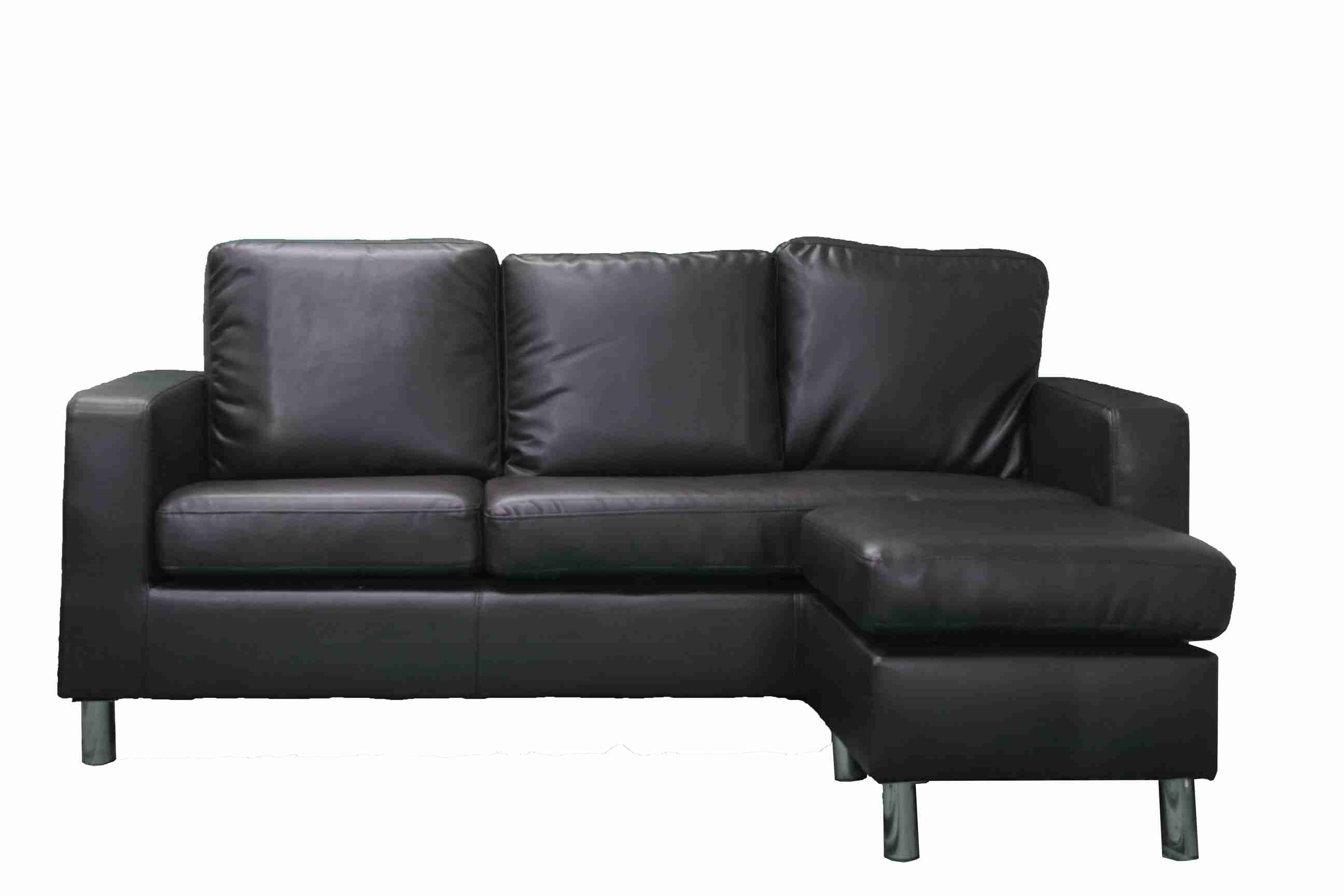 Modern PVC Leather 3 Seater Sectional Sofa Small Space Configurable Sofa-Black UH-1008-BLK