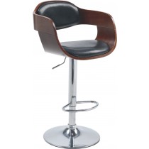Bentwood Adjustable Height Barstool With Chrome Base And Leather Seat