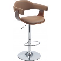 Bentwood Adjustable Height Barstool With Chrome Base And Leather Seat